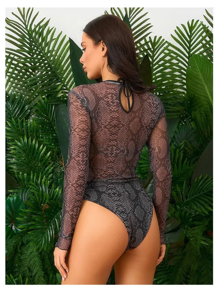 Mesh High Waist Sexy Swimsuit Women Summer Bathing Suit Bikini Set Long Sleeve Swimwear Beach Swimming Suit For Female Купальник